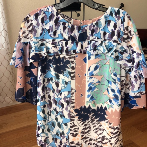 Reiss Multicolor Short Sleeve Blouse. NWOT - Picture 2 of 4